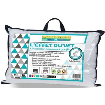 OREILLER 50CM X 70CM  LINGE DES FAMILLES L'EFFET DUVET 50X70