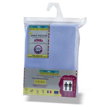 DRAP HOUSSE 140 A 160CM X 190 A 200CM LINGE DES FAMILLES PLURIEL DH 140-160 BLEU