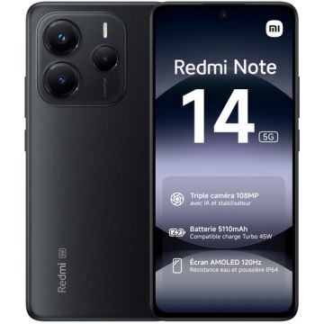 SMARTPHONE 5G  XIAOMI REDMI NOTE14 5G8+256 NOIR
