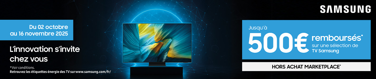 ODR SAMSUNG - Du 2 octobre au 16 novembre 2025 - Jusqu'à 500€ remboursés sur une sélection de TV 