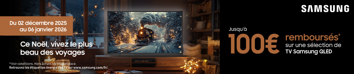 Offre de remboursement Samsung Tv Jusqu'à 100 euros remboursés du 02 décembre 2025 au 06 janvier 2026