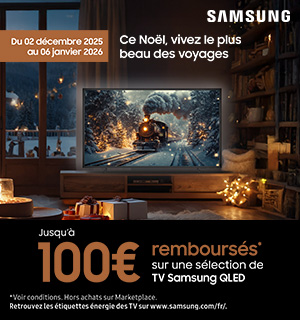 Offre de remboursement Samsung Tv Jusqu'à 100 euros remboursés du 02 décembre 2025 au 06 janvier 2026